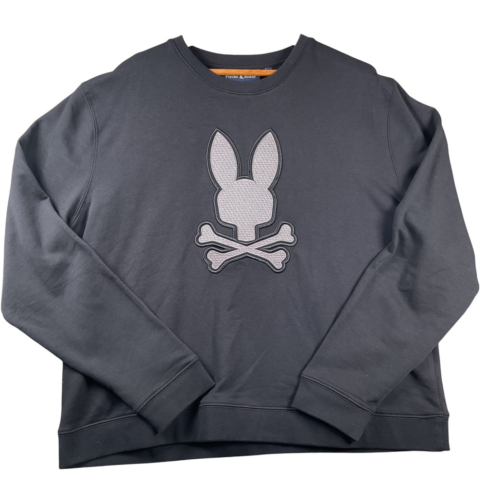 Psycho Bunny Alexander Crew Sweatshirt Womens XXL Black Logo HL24-B2S156E200